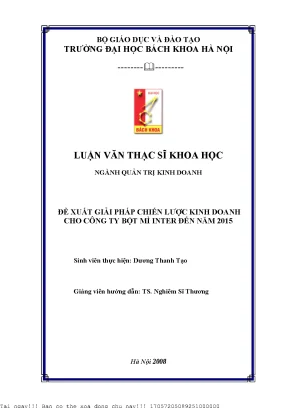 Đề xuất giải pháp hiến lượ kinh doanh ho công ty bột mì inter đến năm 2015
