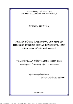 Nghiên ứu sự ảnh hưởng ủa một số thông số ông nghệ may đến hất lượng sản phẩm từ vải tráng phủ