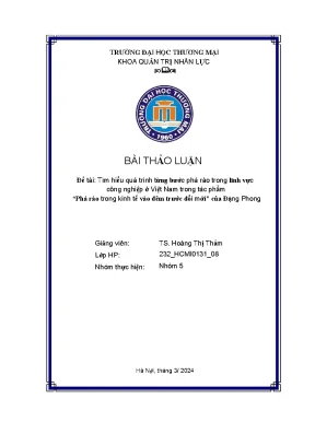 Tìm hiểu quá trình từng bước phá rào trong lĩnh vực công nghiệp ở việt nam trong tác phẩm phá rào trong kinh tế vào đêm trước đổi mới của đặng phong
