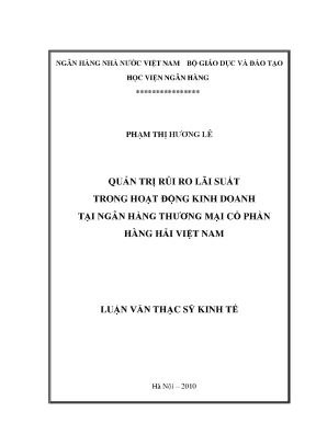 Quản trị rủi ro lãi suất trong hoạt động kinh doanh tại ngân hàng thương mại cổ phần hàng hải việt nam