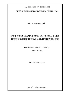 Tạo động lực làm việc cho đội ngũ giảng viên trường đại học thủ dầu một tỉnh bình dương