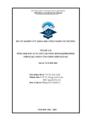 Tổng hợp dẫn xuất chứa dị vòng benzodthiazole thông qua phản ứng ghép chéo suzuki