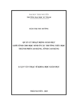 Quản lý hoạt động giáo dục giới tính cho học sinh ở các trường tiểu học thành phố cao bằng tỉnh cao bằng