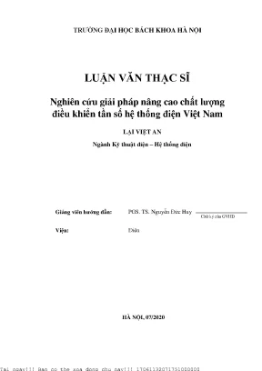 Nghiên ứu giải pháp nâng ao hất lượng điều khiển tần số hệ thống điện việt nam