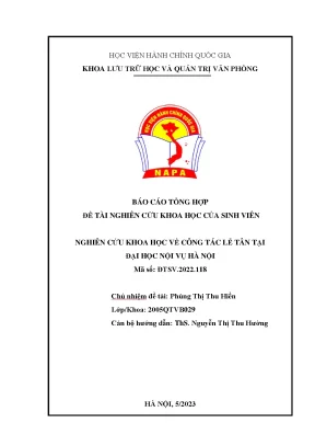 Đề tài công tác lễ tân tại đại học nội vụ hà nội