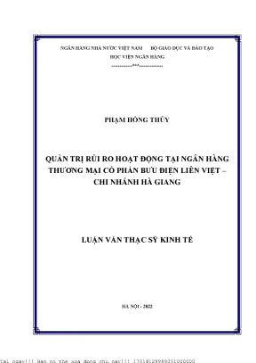 Quản trị rủi ro hoạt động tại ngân hàng thương mại cổ phần bưu điện liên việt chi nhánh hà giang
