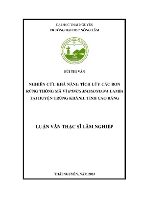 Nghiên cứu khả năng tích lũy các bon rừng thông mã vĩ pinus massoniana lamb tại huyện trùng khánh tỉnh cao bằng