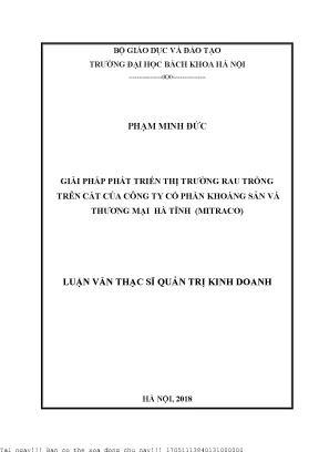 Giải pháp phát triển thị trường rau trồng trên át của công ty cổ phần khoáng sản và thương mại hà tĩnh mitraco