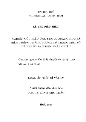 Luận án tiến sĩ nghiên cứu hiệu ứng stark quang học và hiện tượng phách lượng tử