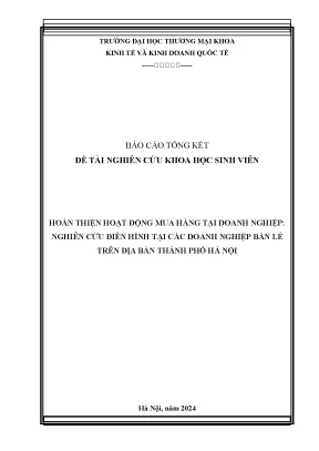 Hoàn thiện hoạt động mua hàng tại doanh nghiệp nghiên cứu điển hình tại các doanh nghiệp bán lẻ trên địa bàn thành phố hà nội