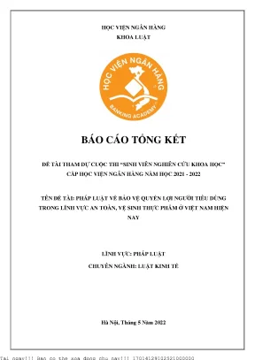 Thực thi pháp luật bảo vệ quyền lợi người tiêu dùng trong lĩnh vực an toàn vệ sinh thực phẩm ở việt nam hiện nay
