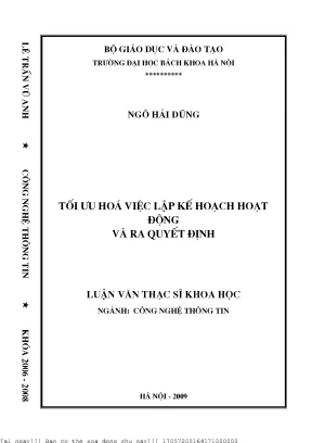 Tối ưu hoá việ lập kế hoạch hoạt động và ra quyết định