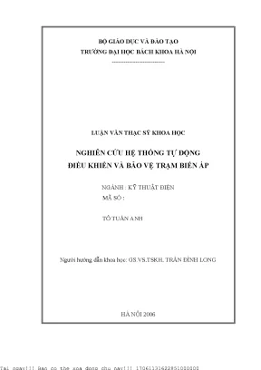 Nghiên ứu hệ thống tự động điều khiển và bảo vệ trạm biến áp