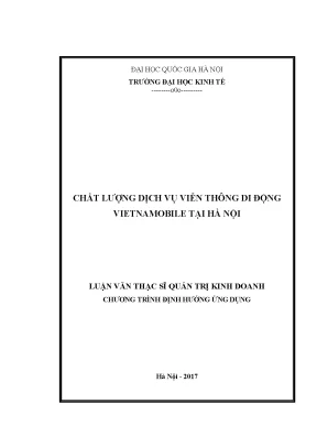 Luận văn thạc sĩ chất lượng dịch vụ viễn thông di động vietnamobile tại hà nội