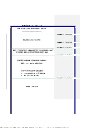 Nghiên ứu sản xuất kháng huyết thanh rubella sử dụng ho kiểm định vắ xin tại việt nam
