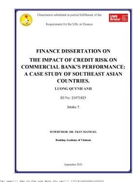 Finance dissertation on the impact of credit risk on commercial banks performance a case study of southeast asian countries