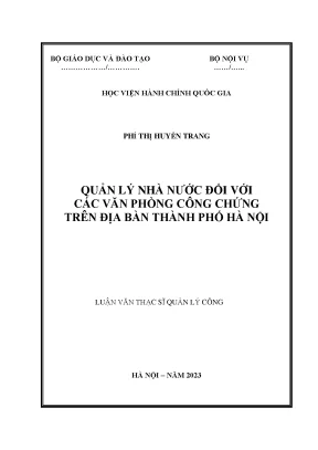 Quản lý nhà nước đối với các văn phòng công chứng trên địa bàn thành phố hà nội