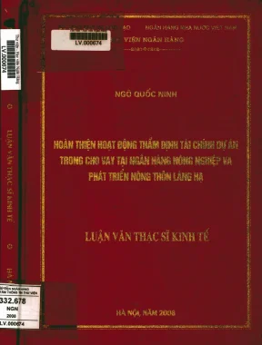 Hoàn thiện hoạt động thẩm định tài chính dự án trong cho vay tại ngân hàng nông nghiệp và phát triển nông thôn láng hạ