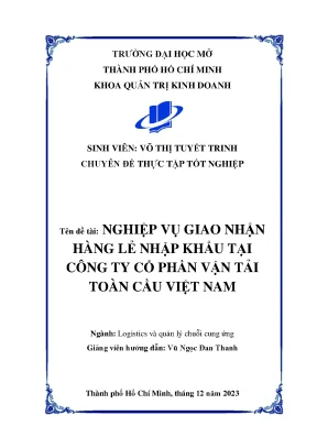 Nghiệp vụ giao nhận hàng lẻ nhập khẩu tại công ty cổ phần vận tải toàn cầu việt nam