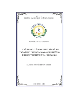Luận văn thạc sĩ thực trạng chăm sóc thiết yếu bà mẹ trẻ sơ sinh trong và ngay sau đẻ thường tại bệnh viện phụ sản hà nội năm 2020