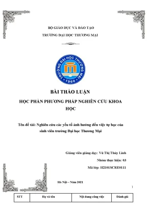 Đề tài nghiên cứu các yếu tố ảnh hưởng đến việc tự học của sinh viên trường đại học thương mại