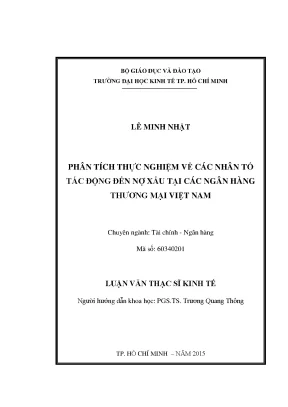Luận văn thạc sĩ phân tích thực nghiệm về các nhân tố tác động đến nợ xấu tại các ngân hàng thương mại việt nam