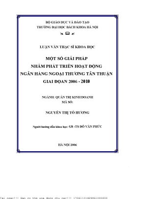 Một số giải pháp nhằm phát triển hoạt động ngân hàng ngoại thương tân thuận giai đoạn 2006 2010