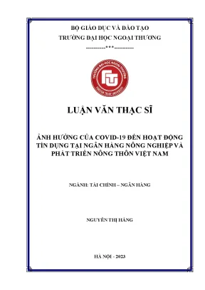Ảnh hưởng của covid 19 đến hoạt động tín dụng tại ngân hàng nông nghiệp và phát triển nông thôn việt nam
