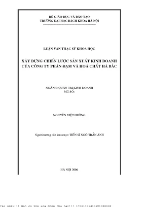Xây dựng hiến lượ sản xuất kinh doanh ủa công ty phân đạm và hoá hất hà bắ