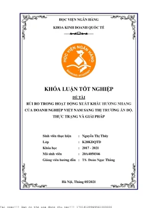 Rủi ro trong hoạt động xuất khẩu hương nhang của doanh nghiệp việt nam sang thị trường ấn độ thực trạng và giải pháp