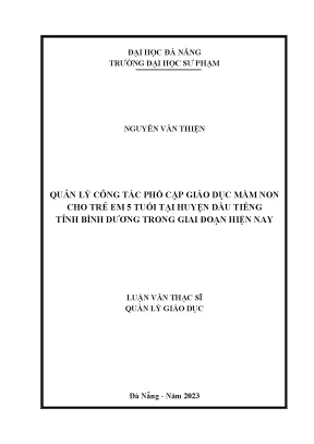 Quản lý công tác phổ cập giáo dục mầm non cho trẻ em 5 tuổi tại huyện dầu tiếng tỉnh bình dương trong giai đoạn hiện nay