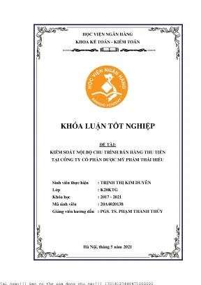 Kiểm soát nội bộ chu trình bán hàng thu tiền tại công ty cổ phần dược mỹ phẩm thái hiếu