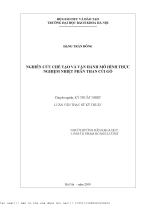 Nghiên ứu chế tạo và vận hành mô hình thực nghiệm nhiệt phân than củi gỗ