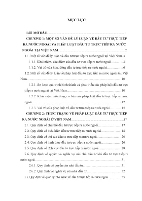 Pháp luật đầu tư trực tiếp ra nước ngoài ở việt nam một số vấn đề lý luận và thực tiễn