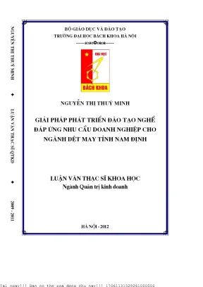 Giải pháp phát triển đào tạo nghề đáp ứng nhu ầu doanh nghiệp ho ngành dệt may tỉnh nam định