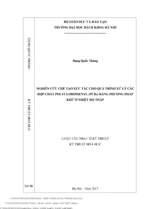 Nghiên ứu hế tạo xú tá ho quá trình xử lý á hợp hất polylobiphenyl pcbs bằng phương pháp khử ở nhiệt độ thấp