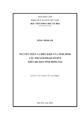 Nguyên nhân và điều kiện của tình hình các tội xâm phạm sở hữu trên địa bàn tỉnh đồng nai
