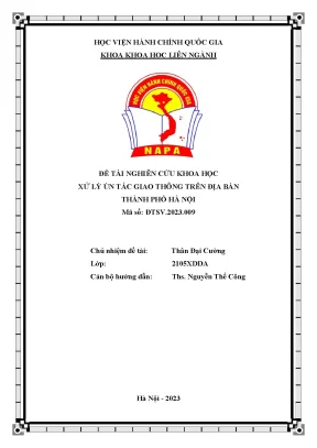 Đề tài xử lý ùn tắc giao thông trên địa bàn thành phố hà nội