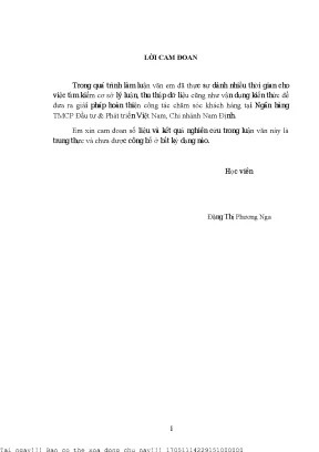 Một số giải pháp nhằm hoàn thiện ông tác chăm sóc khách hàng tại ngân hàng tmcp đầu tư phát triển việt nam chi nhánh nam định