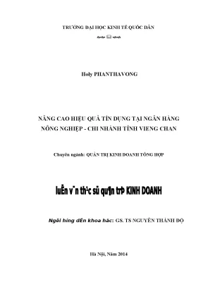 Nâng cao hiệu quả tín dụng tại ngân hàng nông nghiệp chi nhánh tỉnh vieng chan
