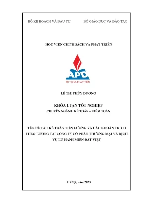 Kế toán tiền lương và các khoản trích theo lương tại công ty cổ phần thương mại và dịch vụ lữ hành miền đất việt