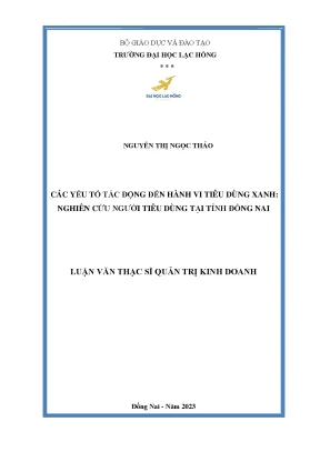 Các yếu tố tác động đến hành vi tiêu dùng xanh nghiên cứu người tiêu dùng tại tỉnh đồng nai