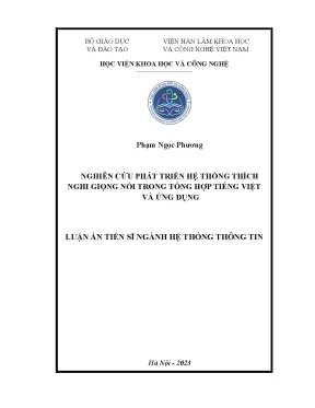 Nghiên cứu phát triển hệ thống thích nghi giọng nói trong tổng hợp tiếng việt và ứng dụng