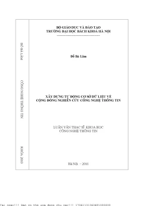Xây dựng tự động ơ sở dữ liệu về ộng đồng nghiên ứu ông nghệ thông tin