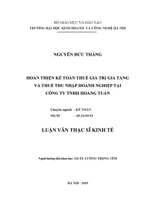 Hoàn thiện kế toán thuế giá trị gia tăng và thuế thu nhập doanh nghiệp tại công ty tnhh hoàng tuấn