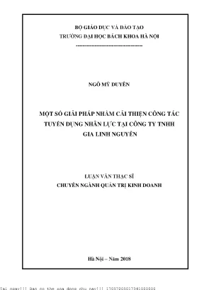 Một số giải pháp nhằm ải thiện công tác tuyển dụng nhân lực tại công ty tnhh gia linh nguyễn