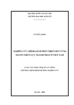 Nghiên cứu chính sách phát triển bền vững nguồn nhân lực ngành than việt nam