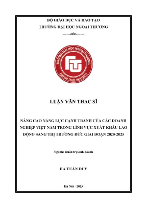 Nâng cao năng lực cạnh tranh của các doanh nghiệp việt nam trong lĩnh vực xuất khẩu lao động sang thị trường đức giai đoạn 2020 2025