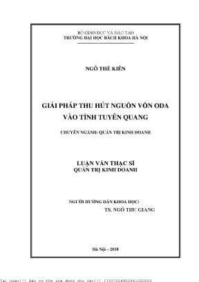 Giải pháp thu hút nguồn vốn oda vào tỉnh tuyên quang