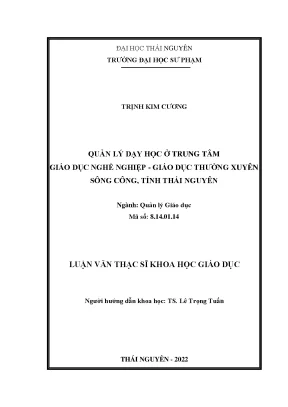 Quản lý dạy học ở trung tâm giáo dục nghề nghiệp giáo dục thường xuyên sông công tỉnh thái nguyên